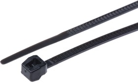 118-04700 T18ROS-PA66HS-BK, Cable Tie, Outside Serrated, 100mm x 2.5 mm, Black Polyamide 6.6 (PA66), Pk-100