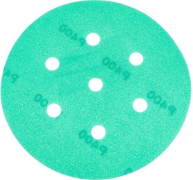 Фото 1/3 Шлифовальный круг на липучке - зелёный 125мм 5шт. P400 8547