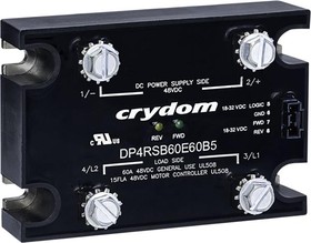 DP4R60E20H, Contactors - Solid State SSR Reversing Contactor, Panel Mount, 48VDC/20A, 32VDC In, TP