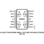 AD8534ARZ-REEL, Операционный усилитель, 4 канала, R-R I/O ...
