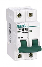 DEKraft Автоматический выключатель 2Р 20А х-ка C ВА-103 6кА
