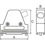 MHDVSL9-K, MHDVSL Series Zinc Angled D Sub Backshell, 9 Way, Strain Relief