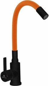 Смеситель для умывальника с гибким оранжевым силиконовым изливом Black&White DW7105-Z11 016096-GOTA
