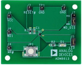 ADM8613-EVALZ, Evaluation Board, ADM8613Y232ACBZ-R7, Ultralow Power Voltage Supervisor, 2.32 V Pretrimmed Threshold