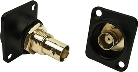 CP30120, Panel Feedthrough Connector, Black Metal Frame, 50Ohm, BNC Socket - BNC Socket