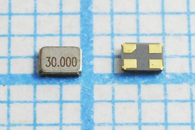 Кварцевый резонатор 30000 кГц, корпус SMD01612C4, нагрузочная емкость 12 пФ, точность настройки 10 ppm, стабильность частоты 30/-40~85C ppm/