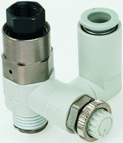 Фото 1/2 ASP530F-F03-10S, ASP Series Threaded Speed Controller, R 3/8 Male Inlet Port x 10mm Tube Outlet Port