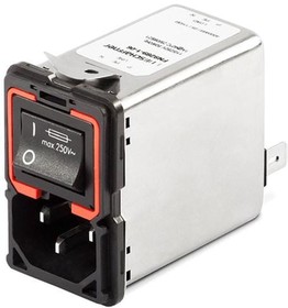 FN9289-4-06, Filtered IEC Power Entry Module, IEC C14, General Purpose, 4 А, 250 В AC, 2-Pole Switch