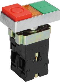 LAY5-BW8465, сдвоенный, зеленый/красный, "I-O", 1НО+1НЗ, с подсветкой, выключатель кнопочный (ЭТ)