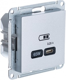 Фото 1/2 Розетка USB AtlasDesign тип C 65Вт QC PD высокоскор. ЗУ механизм алюм. SE ATN000327