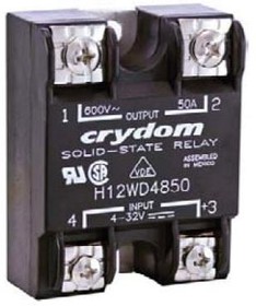 Фото 1/2 H12WD48125-10, Solid State Relays - Industrial Mount PM IP00 SSR, 660VAC 125A, DC In, RN