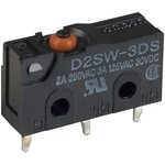 D2SW-3D, Микропереключатель SNAP ACTION, без рычага, SPDT, 3A/125ВAC