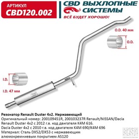 Резонатор Рено Дастер 1.6 4х2 Купить Пенза