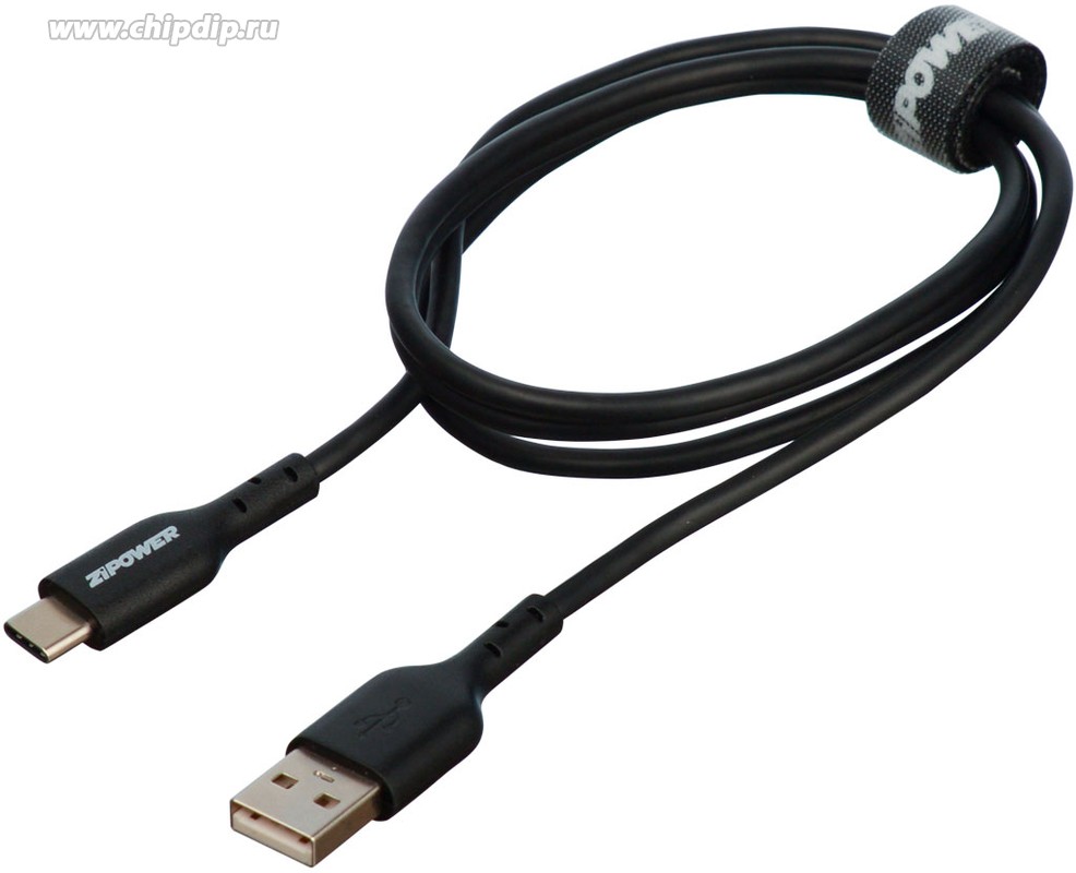 PM6666, Кабель USB Type-C, 3 A быстрая зарядка, 1 м, передача данных 380  Мб/сек, черный, Zipower | купить в розницу и оптом