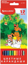 Фото 1/10 Карандаши цветные BRAUBERG "My lovely dogs", 12 цветов, заточенные, картонная упаковка, 180531