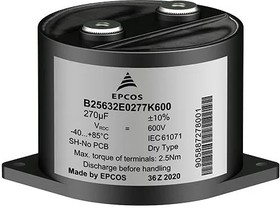B25632E1127K000, Film Capacitors 1000V 120uF 10% PEC MKP DC LSI