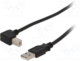 93016, Кабель USB 2.0 вилка USB A,угловая вилка USB B 0,5м черный