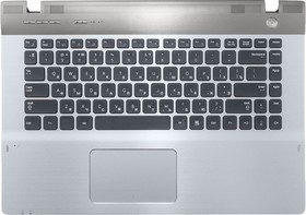 Фото 1/2 Клавиатура (топ-панель) для ноутбука Samsung RF410, Q430, QX410 черная с серебристым топкейсом
