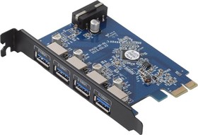 Фото 1/4 Контроллер PCI-E на 4xUSB-A 3.0 Orico PVU3-4P, черный (ORICO-PVU3-4P)