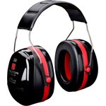 H540A-411, Optime III Ear Defender with Headband, 34dB, Black, Red
