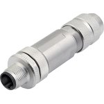Plug, M12, 4 pole, crimp connection, screw locking, straight, 99 3721 810 04