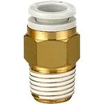 KQ2H08-02A, KQ2 Series Straight Threaded Adaptor, R 1/4 Male to Push In 8 mm ...