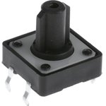 FSM102, Black Button Tactile Switch, SPST 50 mA @ 24 V dc 8.02mm