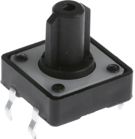 Black Button Tactile Switch, SPST 50 mA @ 24 V dc 8.02mm