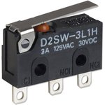 D2SW-3L1D, Micro Switch D2SW, 3A, 1CO, 0.59N, Hinge Lever
