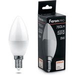 38060, Лампа светодиодная LED 9вт Е14 белый матовая свеча Feron.PRO