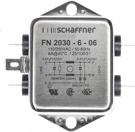 Фото 1/5 FN2030-6-06, FN2030 6A 250 V ac/dc 400Hz, Chassis Mount EMI Filter, Fast-On, Single Phase