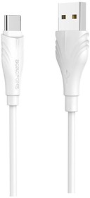 USB-кабель BOROFONE, AM-Type-C 1 метр, 2A, ПВХ, белый 23752-BX18tW1