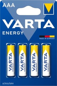 Фото 1/3 Батарея Varta Energy LR03 BL4 Alkaline AAA (4шт) блистер