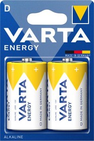 Фото 1/4 Батарея Varta Energy LR20 BL2 Alkaline D (2шт) блистер