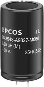 B43548A6337M060, Aluminum Electrolytic Capacitors - Snap In 500VDC 330uF 20% 210mOhm PET