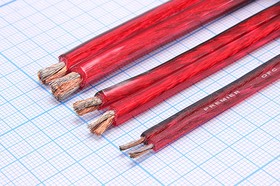 Audio cable, 2x4.0, Transparent red, SCT-04, Audio cable
