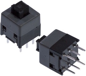 PB21E09-071, Push switch with nonlock, size of 8.5x8.5mm, Transparent stem, grey cover, black c
