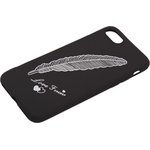 Силиконовая крышка LP для Apple iPhone 7 черная, серебряное перо, европакет