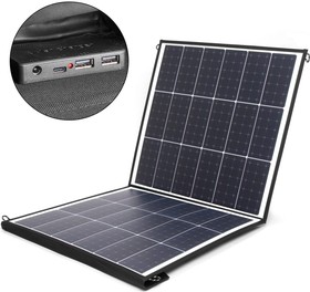 Фото 1/2 Солнечная батарея 100W 18V DC, Type-C PD 60W, USB QC3.0 18W, USB 12W, влагозащищенная, складная на 2 секции TOP-SOLAR-100