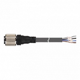 Фото 1/3 CIDH4-3 соединительный кабель, прямой разъем М12х1, 4-х контактный, маслостойкий кабель 3 м