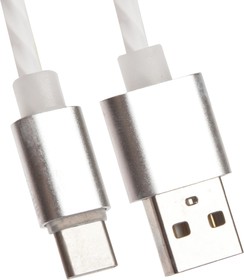 USB кабель LP USB Type-C витая пара с металлическими разъемами 1 м, белый, европакет