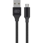 7261, Дата-кабель USB - micro USB, 2А, 1м, нейлон, черный, Axxa