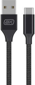Фото 1/2 7264, Дата-кабель USB - USB-C, 2А, 1м, нейлон, черный, Axxa