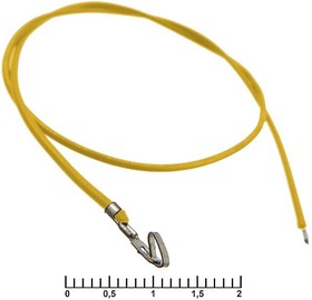 HU 2,54 mm AWG26 0,3m yellow, Разъём питания низковольтный HU шаг 2,54 мм AWG26 0,3m желтый, 1 контакт