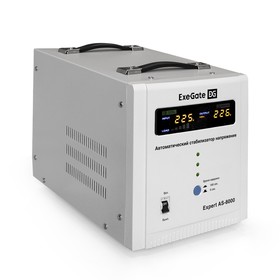 Фото 1/7 Стабилизатор напряжения ExeGate Expert AS-8000 (8000ВА, вход 140-260В, цветной дисплей, выход 220В±8%, КПД 98%, 5 уровней защиты, задержка,