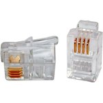 Коннектор для телефонного кабеля RJ-11 6p4c, медный, 20шт. CN-6P4C-U-TWCS/20