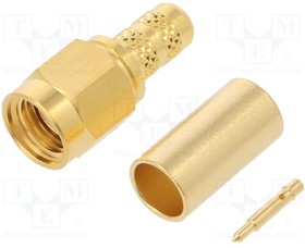 SMA1111A13G150, Вилка; SMA; "папа"; прямой; 50Ом; обжим; на провод; тефлон; позолота