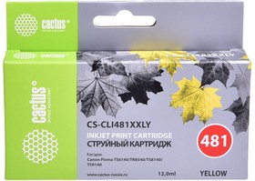 Фото 1/6 Картридж струйный Cactus CS-CLI481XXLY желтый (12.2мл) для Canon Pixma TR7540/TR8540/ TS6140/TS8140