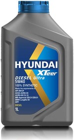 Фото 1/3 1011223, HYUNDAI XTeer Diesel Ultra 5W40 (1L)_масло моторн.! синт.\ API SN, ACEA C3, MB 229.31, BMW LL-04