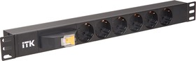 Фото 1/10 ITK PDU 6 роз. нем. ст. с автом.10А 1U, вх.С14 без каб. чер. PH21-6D3